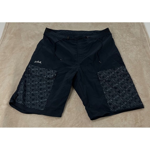 Zhik Board Shorts Mens size 36 Black Swim Trunks Geometric Surfing Water Sports - Picture 1 of 11